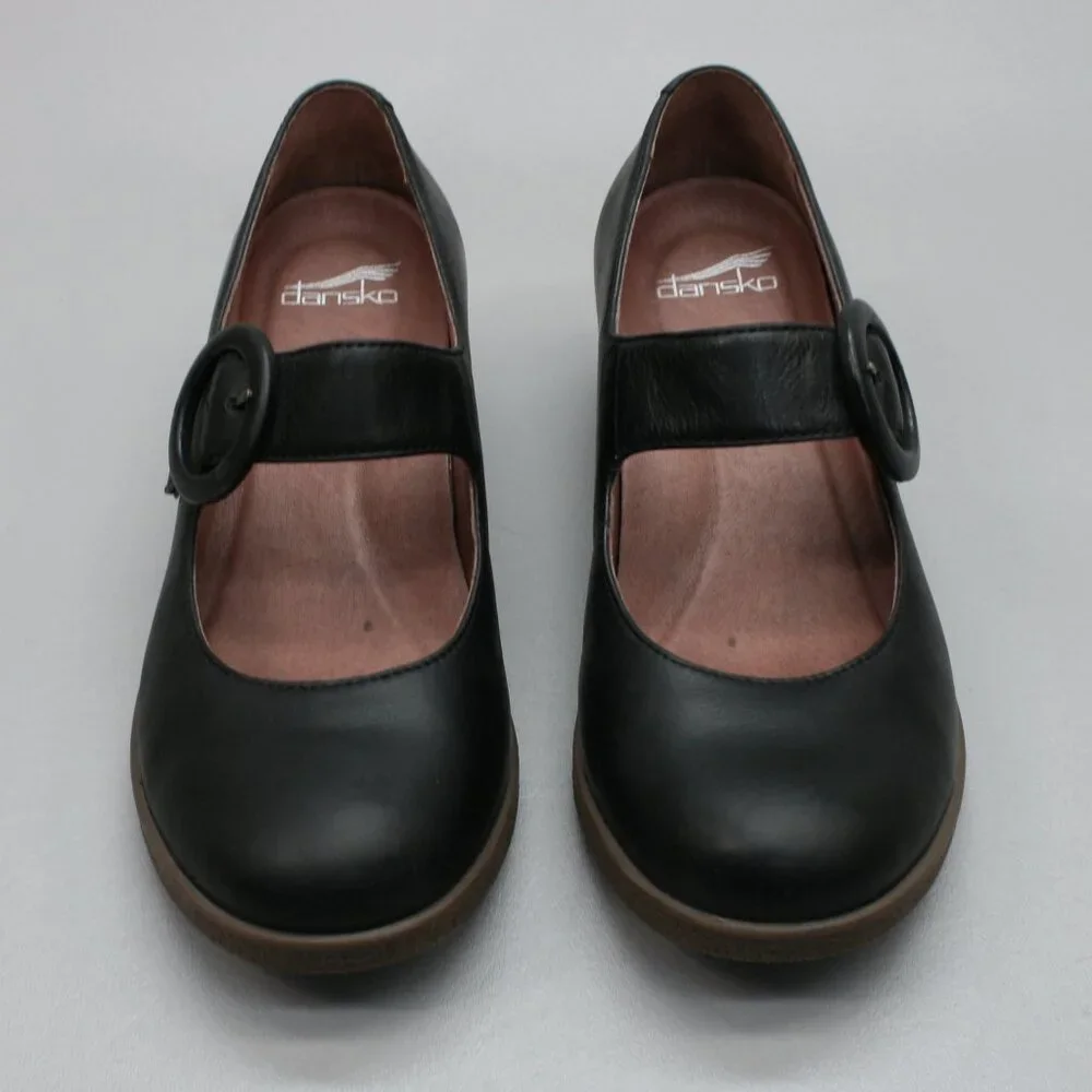 Dansko 39 Ladies 8.5-9 Brandy Black Burnished Leather Mary Jane Hook Loop Shoes - Picture 5 of 12